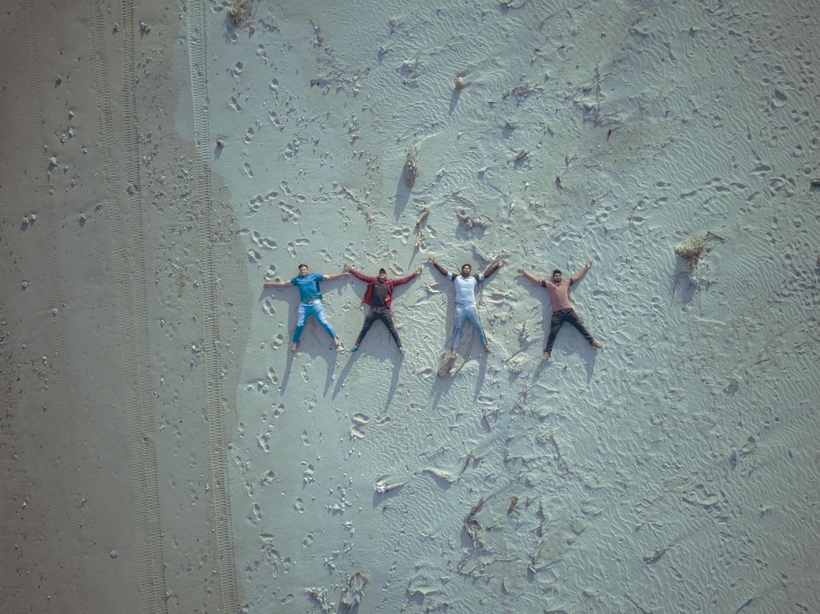 Top View of a People Lying Down on the Seashore