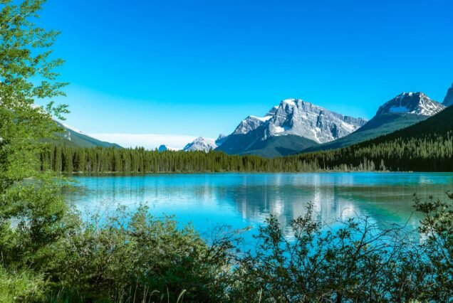 lake near snow covered mountain under blue sky during daytime