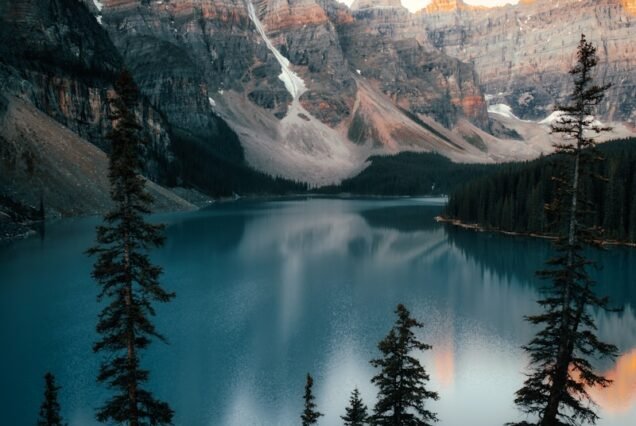 a lake surrounded by mountains